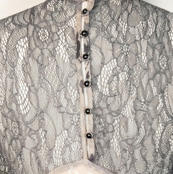 🦄RARE Free People Floral Lace Cream Grey Watercolor Maxi Dress Size 12 - Picture 9 of 15